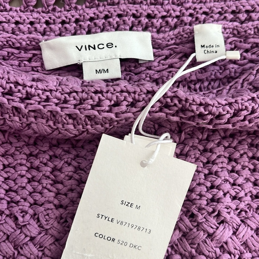 Vince Cotton Crochet Knit Camisole Square Neck Tank Sweater Size M - Picture 8 of 13